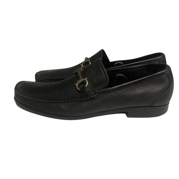 Salvatore Ferragamo Mens Black Pebble Leather Side Buckle Loafer Dress Shoe 10.5 main image 5
